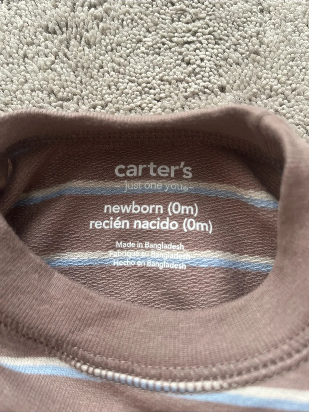 Carter's Blue Knit Pullover & Brown Striped Crewneck Set